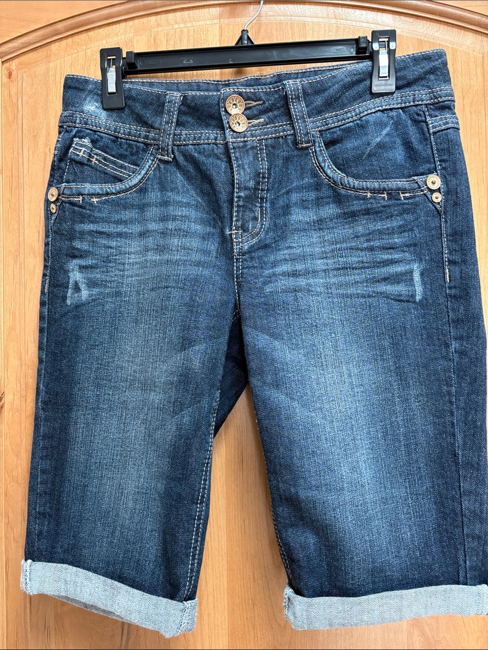 Democracy Dark Blue Boyfriend Denim Bermuda Shorts